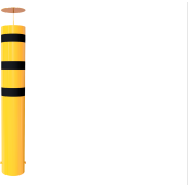 Bollard | steel tube  323 x 5,0 mm | yellow / black | hot-dip galvanized and yellow coatedwith three black reflecting stripes | total length: 2000 mm | steel cap with concrete anchor